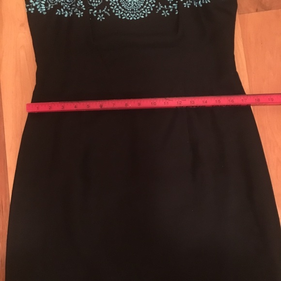 Ann Taylor Black Dress With Turquoise Design - Picture 6 of 7
